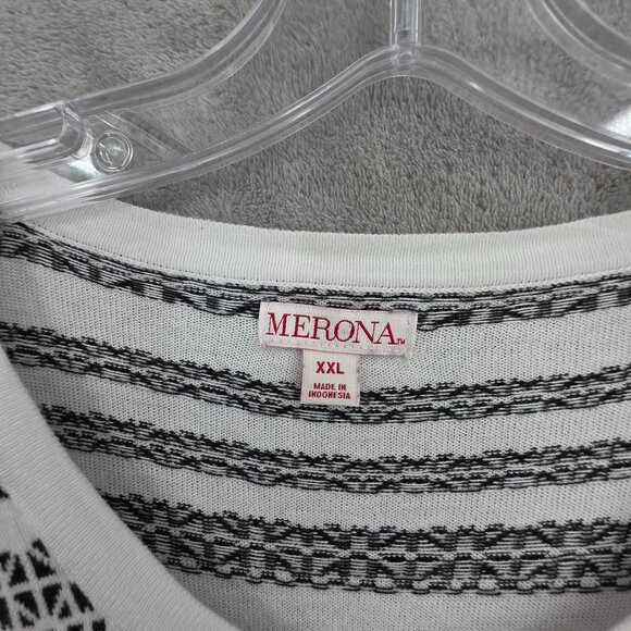 Merona Cardigan Sweater Bundle XXL Black White Grey Stripe Bling Button Up Knit - Picture 9 of 13